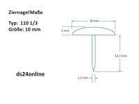 Ziernägel 110 1/3  Ø10mm altmessing 1000...