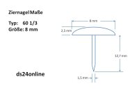 Ziernägel 60 1/3 Ø 8mm vermessingt 250...