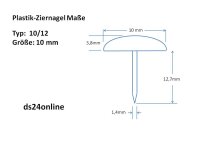 100 Plastik Ziernägel lindgrün 10/12  Ø10mm rostfrei